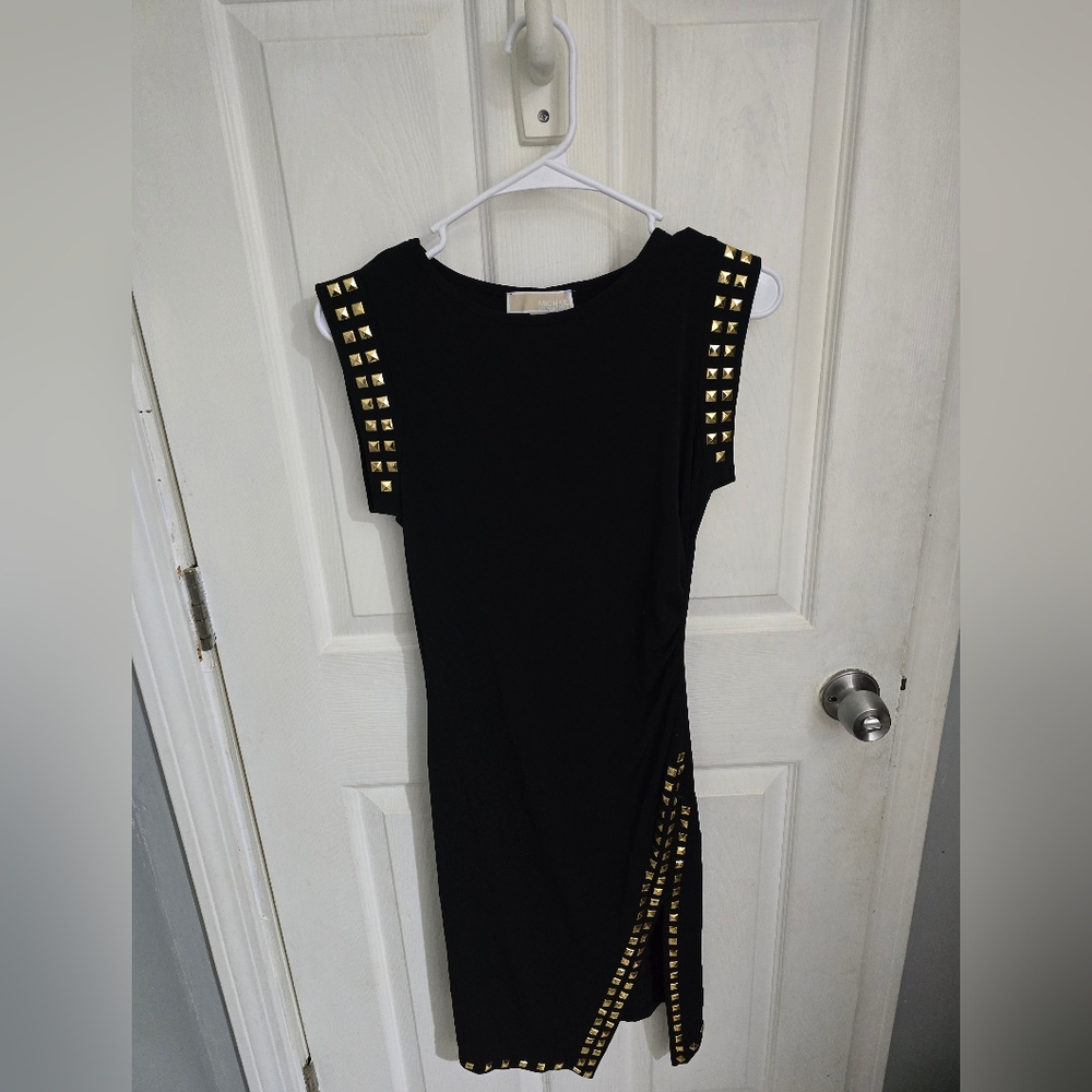MICHAEL Michael Kors Womens Studded Trim Asymmetrical Trim Black Size XS